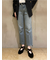 裾段差テーパードデニムパンツ