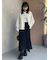 ウエストゴム共リボン付シアープリーツスカート