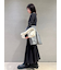 肩パッド付フレアナローワッフルワンピース