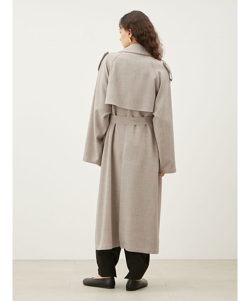 Mila Owen 共ベルト付麻調肩章デザイントレンチコート 完売00サイズ!! Mila Owen｜【WEB限定00サイズ】共ベルト付麻調肩章デザイン