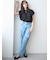 【WEB限定00サイズ】ワイドテーパードカットアウトデニムパンツ