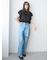 【WEB限定00サイズ】ワイドテーパードカットアウトデニムパンツ