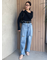 【WEB限定00サイズ】ワイドテーパードカットアウトデニムパンツ