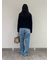 【WEB限定00サイズ】ワイドテーパードカットアウトデニムパンツ
