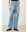 【WEB限定00サイズ】ワイドテーパードカットアウトデニムパンツ