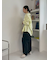 【WEB限定00サイズ】ワイドテーパードカットアウトデニムパンツ