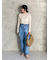 【WEB限定00サイズ】ワイドテーパードカットアウトデニムパンツ