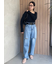 【WEB限定00サイズ】ワイドテーパードカットアウトデニムパンツ