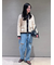 【WEB限定00サイズ】ワイドテーパードカットアウトデニムパンツ