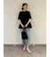 裾段差テーパードデニムパンツ