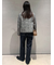 裾段差テーパードデニムパンツ