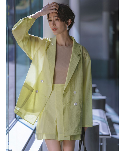 本日限定値下MilaOwen（ミラ オーウェン）ストレッチシアーダブルジャケット セットアップ対応】ストレッチシアーダブルジャケット｜ミラ