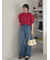 【ウォッシャブル】撥水加工カットオフワイドデニムパンツ