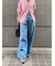 【ウォッシャブル】撥水加工カットオフワイドデニムパンツ