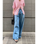 【ウォッシャブル】撥水加工カットオフワイドデニムパンツ