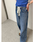 ウエストドロストワイドデニムパンツ