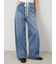 ウエストドロストワイドデニムパンツ