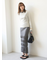 ウール混ボートネック後ろあきシアーロンT