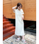 スキッパー衿ロングニットワンピース