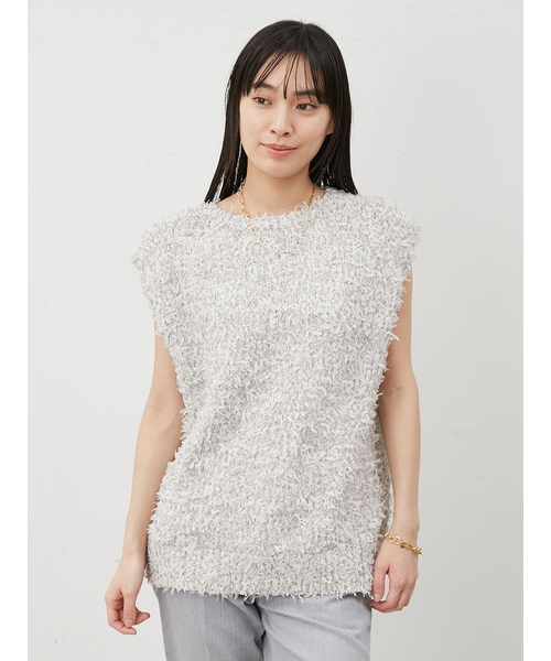 【新品・未使用】Milla owenベストジレ 前後2WAYチュールヤーンニット Mila Owen ベスト ジレ 前後2WAYチュールヤーンニットベスト
