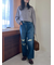 ダメージ加工ルーズストレートデニムパンツ
