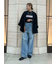 ダメージ加工ルーズストレートデニムパンツ
