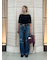 ダメージ加工ルーズストレートデニムパンツ