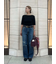 ダメージ加工ルーズストレートデニムパンツ