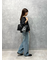 ダメージ加工ルーズストレートデニムパンツ