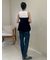 裾段差テーパードデニムパンツ