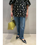 裾段差テーパードデニムパンツ