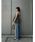 裾フリンジクロップドフレアデニムパンツ