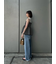 裾フリンジクロップドフレアデニムパンツ