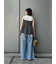裾フリンジクロップドフレアデニムパンツ