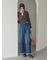 裾フリンジクロップドフレアデニムパンツ