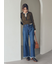 裾フリンジクロップドフレアデニムパンツ