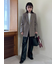 チェック金釦ダブルブレストロングブレザー