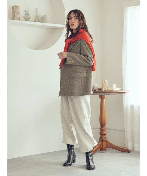 チェック金釦ダブルブレストロングブレザー｜ミラオーウェンの通販