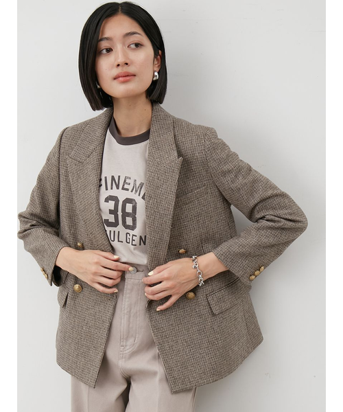 チェック金釦ダブルブレストブレザー｜ミラオーウェンの通販｜&mall