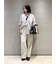 タブスリーブ釦ダウン柄シャツ