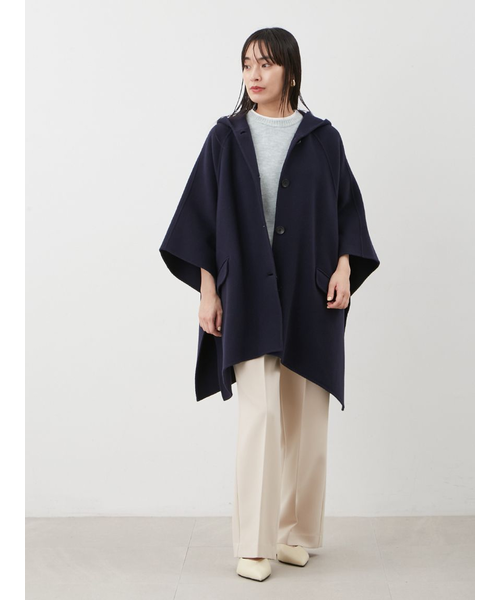 M-PREMIER COUTURE フード付きポンチョ フードつきポンチョコート【フリーサイズ】 - KMR craft works