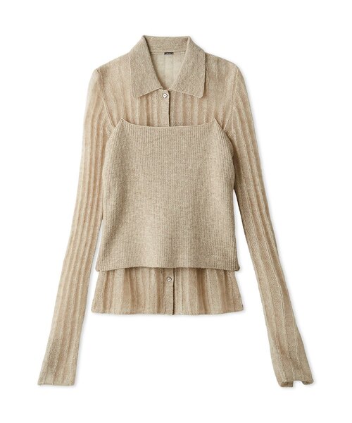 25AW♡FRAY I.D. ポロ襟ワイドリブベアSETモヘアニット セット