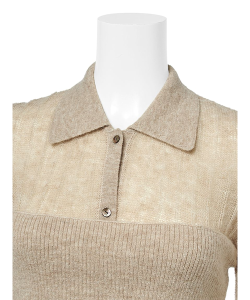 セットアイテム】ポロ襟ワイドリブベアSETモヘアニット｜ミラ