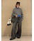 【セットアイテム】シャツレイヤードケーブル短丈ニット