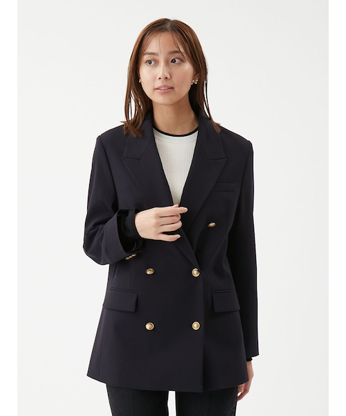 金釦ダブルブレストロングブレザー｜ミラオーウェンの通販