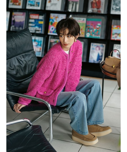 金釦テディラメニットジャケット｜ミラオーウェンの通販｜&mall