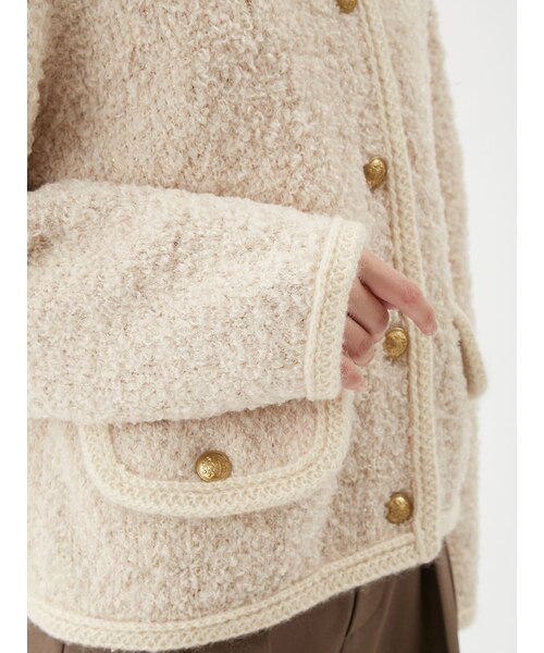 金釦テディラメニットジャケット｜ミラオーウェンの通販｜&mall