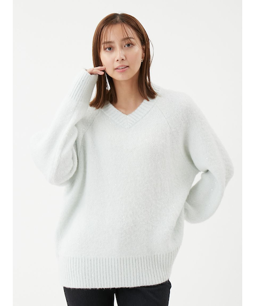 スパンコールVネックシャギーニット｜ミラオーウェンの通販｜&mall