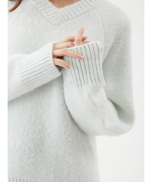 スパンコールVネックシャギーニット｜ミラオーウェンの通販｜&mall