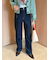 細ベルト付きストレートデニムパンツ